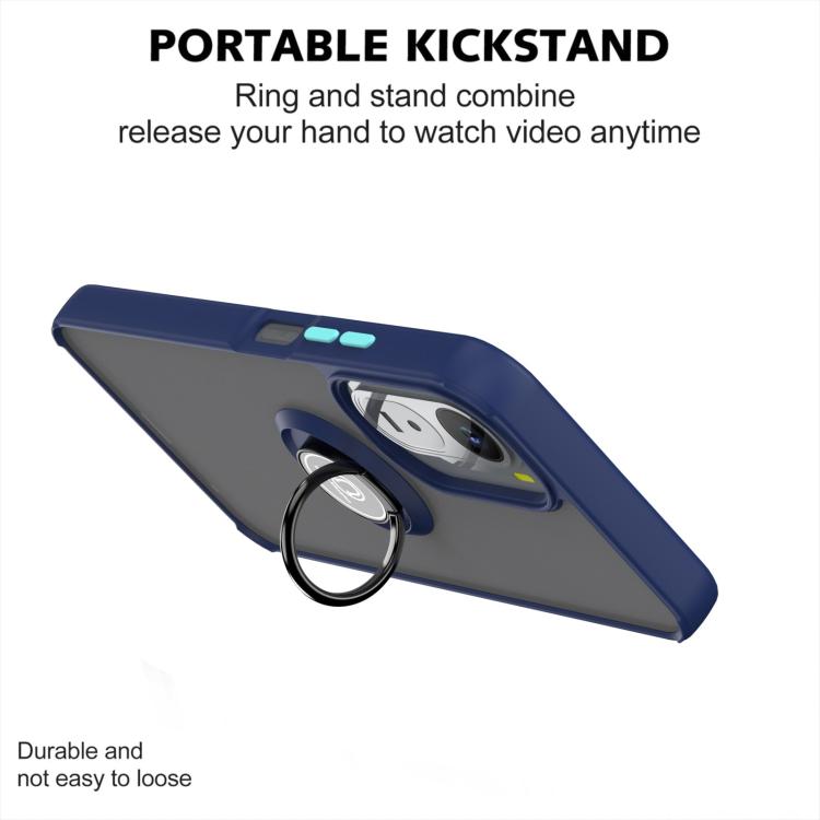 Blue TPU phone case with ring kickstand, slide-in port openings visible