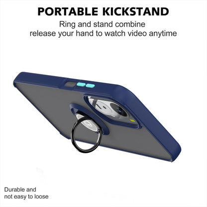 Blue TPU phone case with ring kickstand, slide-in port openings visible