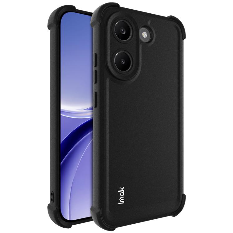 Matte black shockproof TPU phone case front and back view with airbag bumper corners
