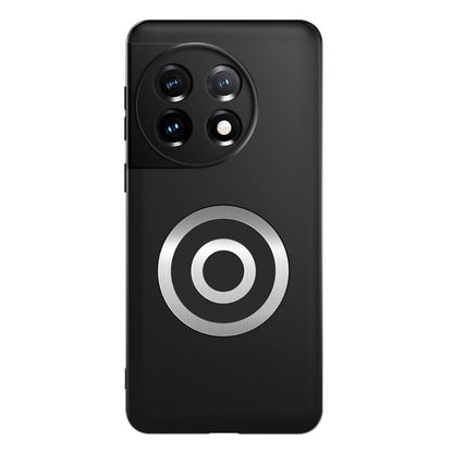 Black magnetic phone case with circular ring logo and quad-lens camera cutouts