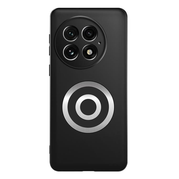 Black magnetic phone case with circular ring logo and five-lens camera cutouts
