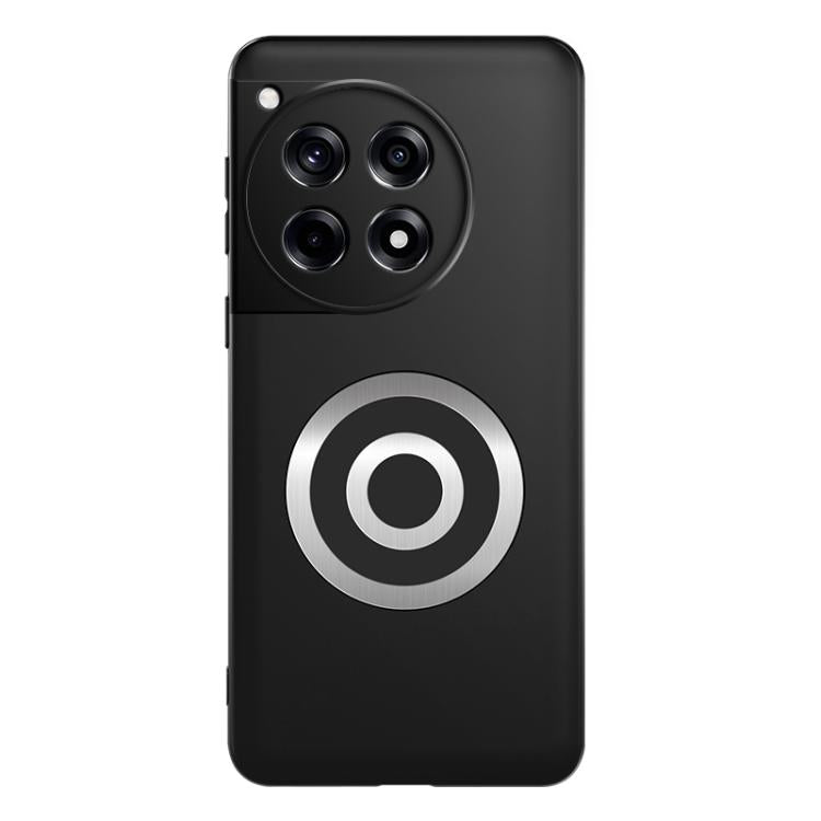 Black magnetic phone case with circular ring logo and quad-lens camera cutouts