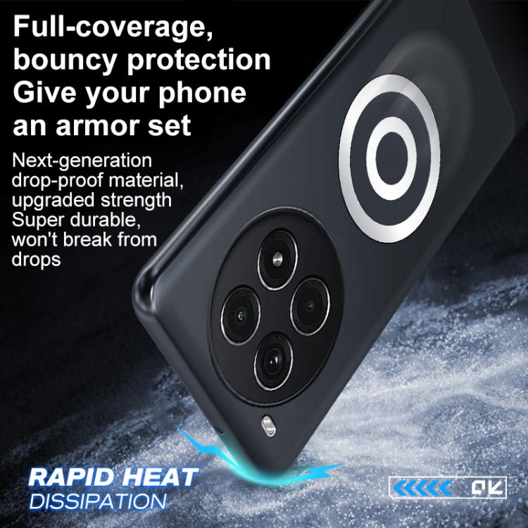 Black frosted phone case corner with circular magnetic ring beside triple camera