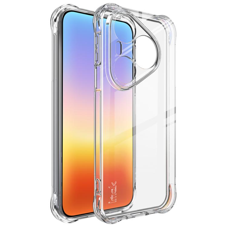 Clear shockproof TPU phone case with camera cutout and raised edges