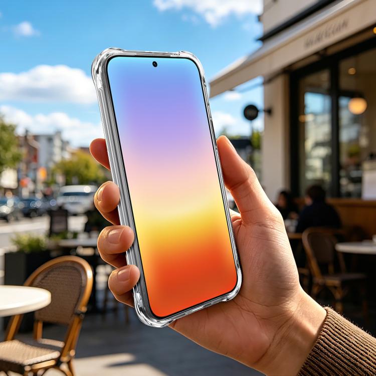 Transparent shockproof phone case with protective bumper edges