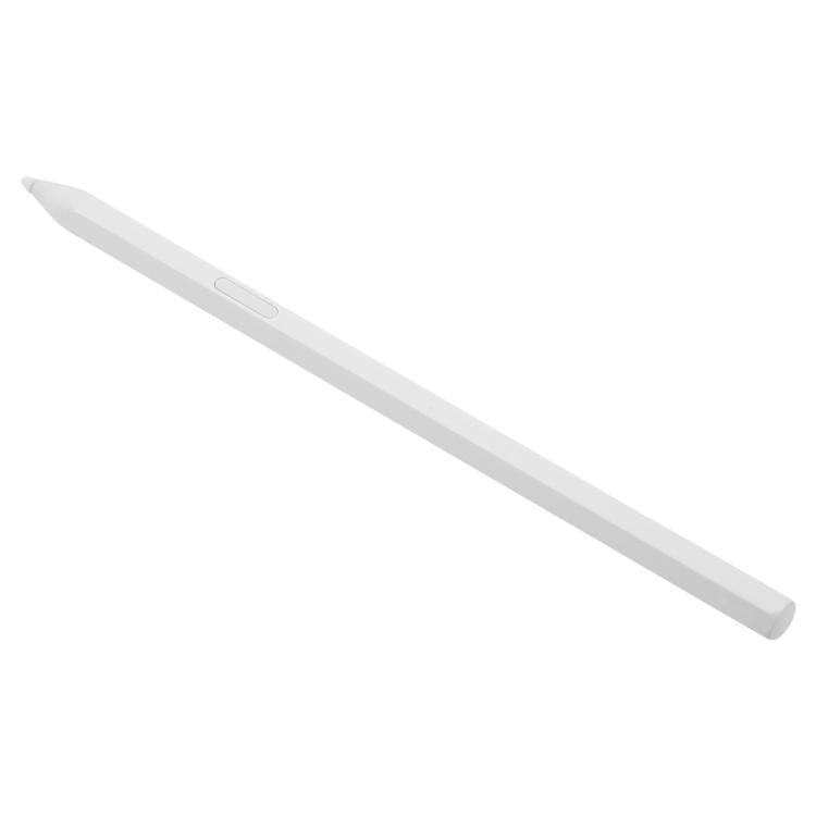 White stylus pen angled view with pointed tip and smooth slim profile.