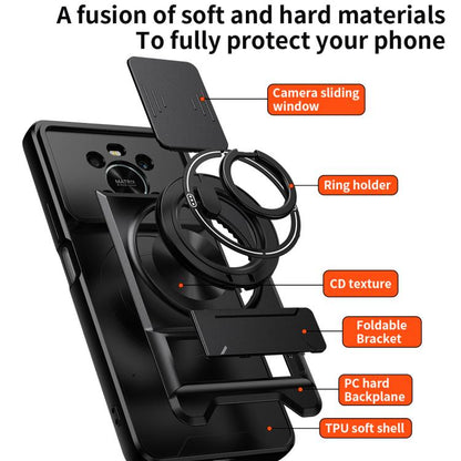 Lens Sliding Window Multifunctional Magnetic Shockproof Phone Case, For Honor X9
