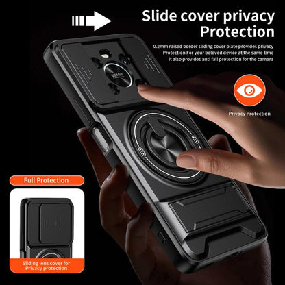 Lens Sliding Window Multifunctional Magnetic Shockproof Phone Case, For Honor X9