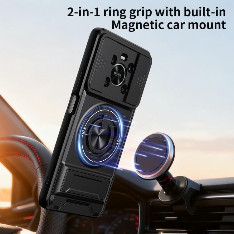 Lens Sliding Window Multifunctional Magnetic Shockproof Phone Case, For Honor X9