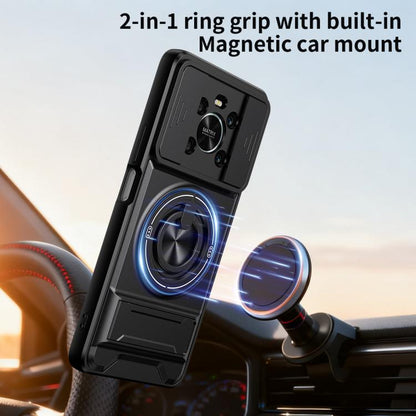 Lens Sliding Window Multifunctional Magnetic Shockproof Phone Case, For Honor X9