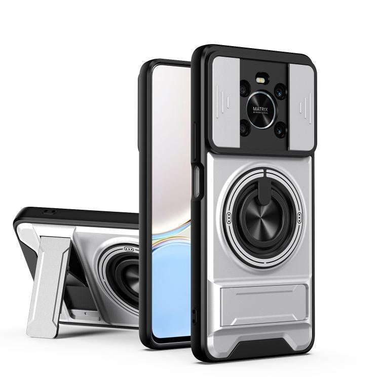 Lens Sliding Window Multifunctional Magnetic Shockproof Phone Case, For Honor X9
