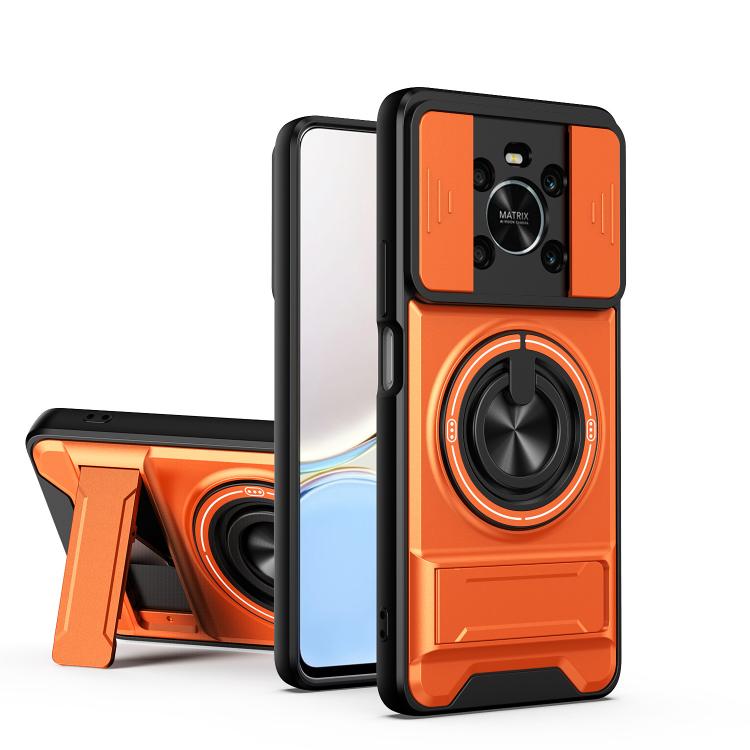 Lens Sliding Window Multifunctional Magnetic Shockproof Phone Case, For Honor X9