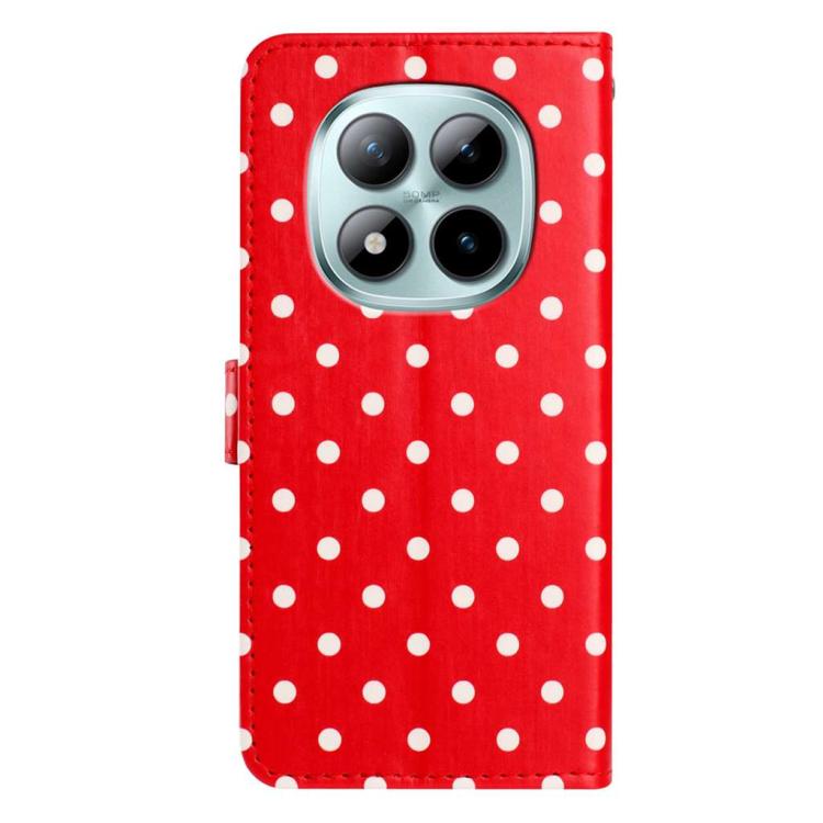 Red small-dots vegan leather phone case with circular camera cutout on back