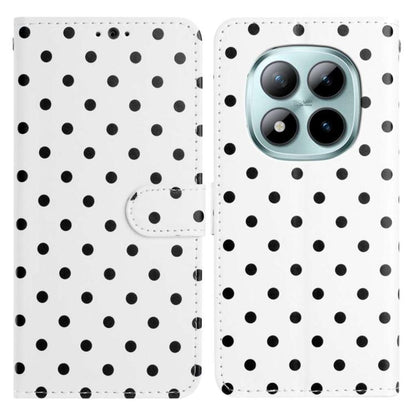 White small-dots vegan leather wallet phone case with flip cover and camera cutout