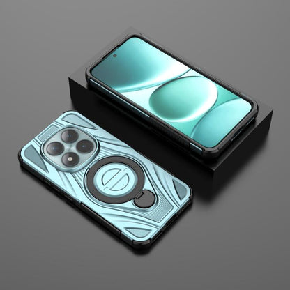 Cyan magnetic pivot phone case with star ring holder and protective camera cutouts