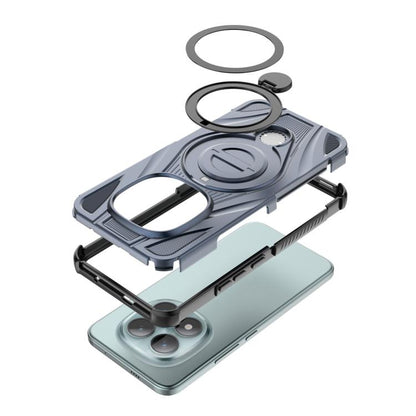 Cyan magnetic pivot bracket with star ring stand and phone back cutouts