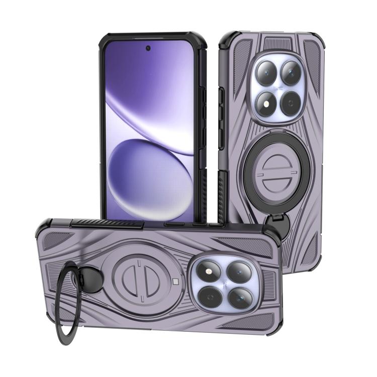 Magnetic pivot phone case with star ring, lavender gray shell with circular kickstand