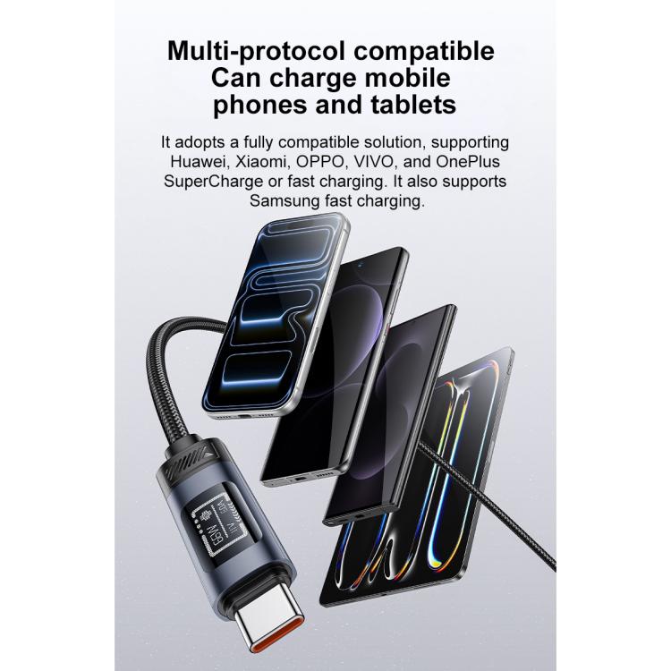 Yesido CA138C 66W USB to Type-C OLED Display Charging Data Cable, USB to Type-C