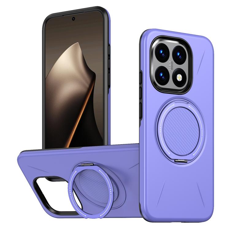 Purple phone case with MagSafe metal rotation ring holder and TPU bumper