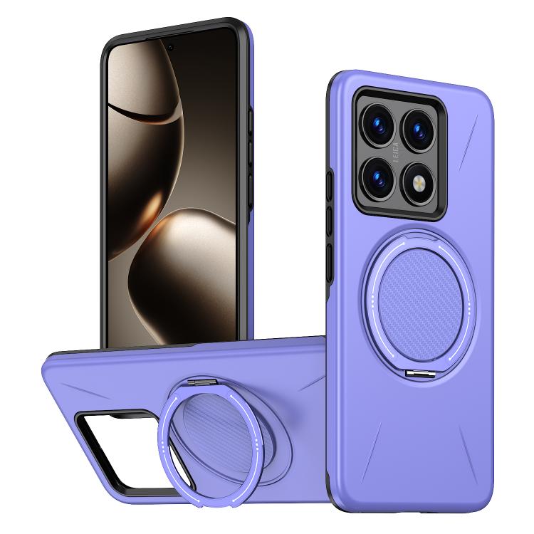 Purple phone case with MagSafe metal rotation ring holder and TPU bumper