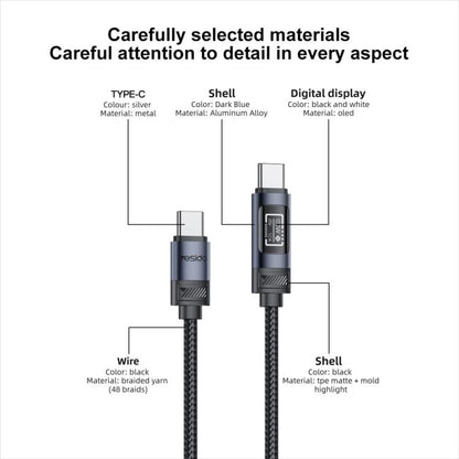 Yesido CA202 100W 5A Type-C to Type-C OLED Display Charging Data Cable, Type-C to Type-C