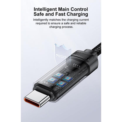 Yesido CA202 100W 5A Type-C to Type-C OLED Display Charging Data Cable, Type-C to Type-C