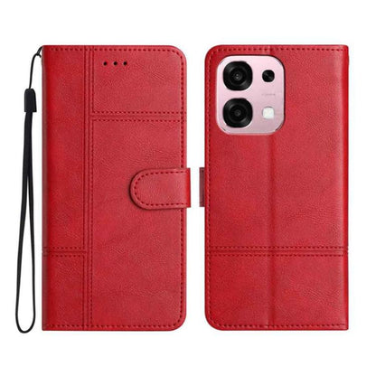 Red leather wallet phone case with wrist strap, flip cover and camera cutout