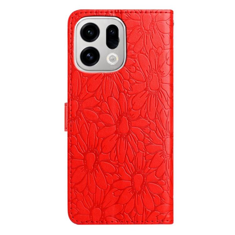Red embossed flower leather-style phone case with cutout for camera module