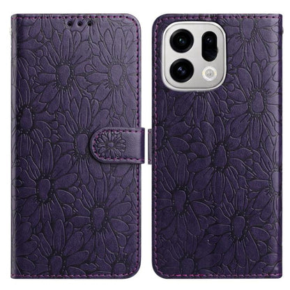 Lilac daisy embossed leather phone case with magnetic flap and card holder