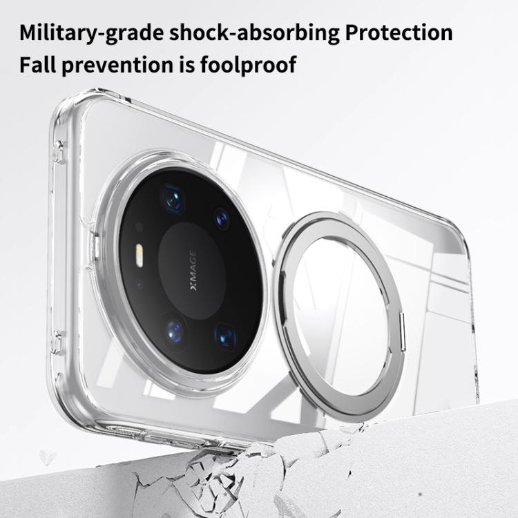 Clear frosted phone case showing camera module and MagSafe ring; protective shell