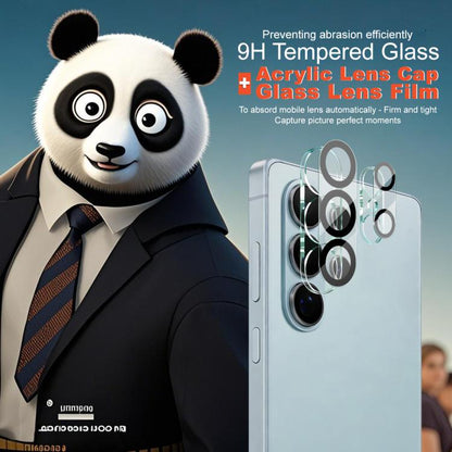 Camera lens glass film set with clear fit over rear lenses and black eye accents