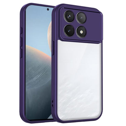 Shockproof matte phone case in purple with glossy white back and four camera cutouts