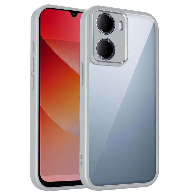 Shockproof matte phone case in light grey with two camera cutouts and raised edges