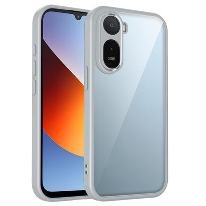 Matte PC shockproof phone case with camera cutout, light grey finish.