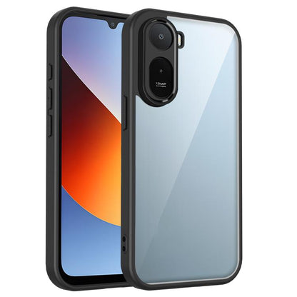 Matte PC shockproof phone case with camera cutout, dark grey with light blue back.