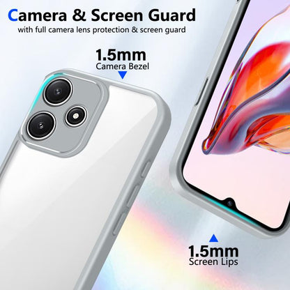 Shockproof phone case with raised camera bezel and screen lips, grey