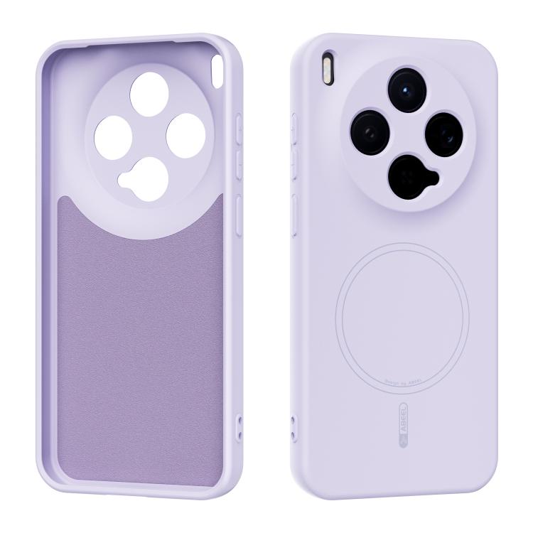 Lilac liquid silicone phone case with MagSafe ring, camera and button cutouts