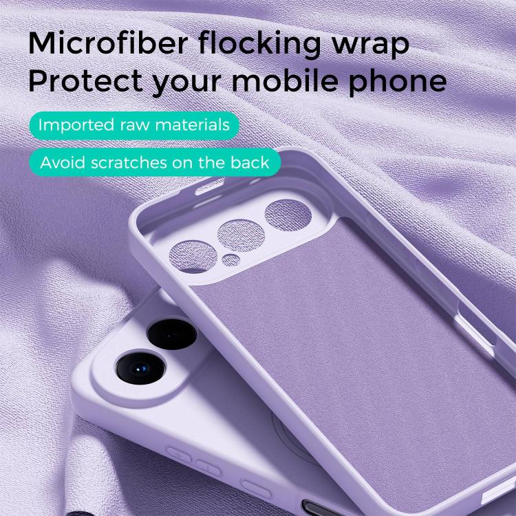 Lilac phone case with MagSafe ring, textured grip, and camera cutouts