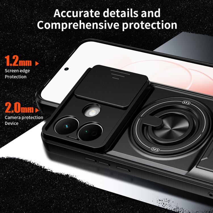 Black shockproof magnetic phone case with camera cutout and raised screen edge