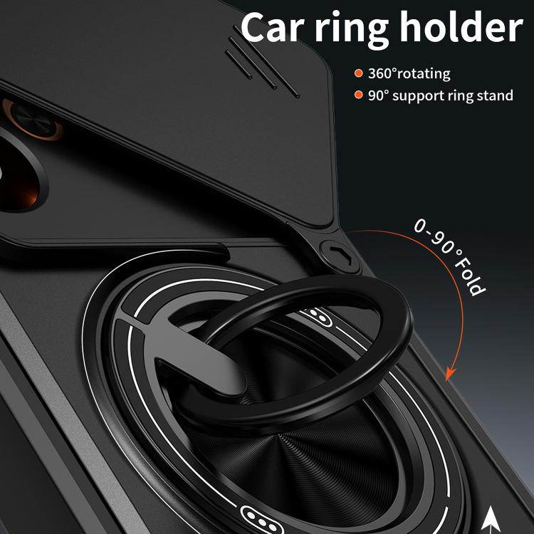 Black car ring holder phone case with 360° rotating ring stand