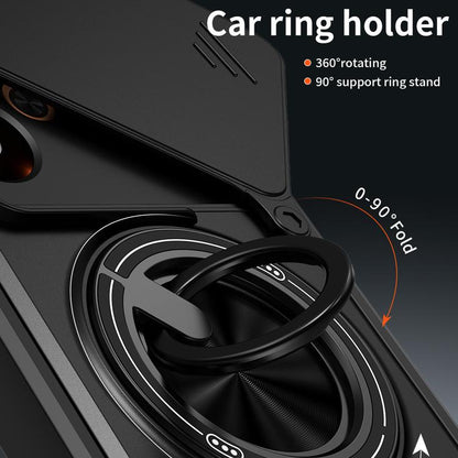 Black car ring holder phone case with 360° rotating ring stand