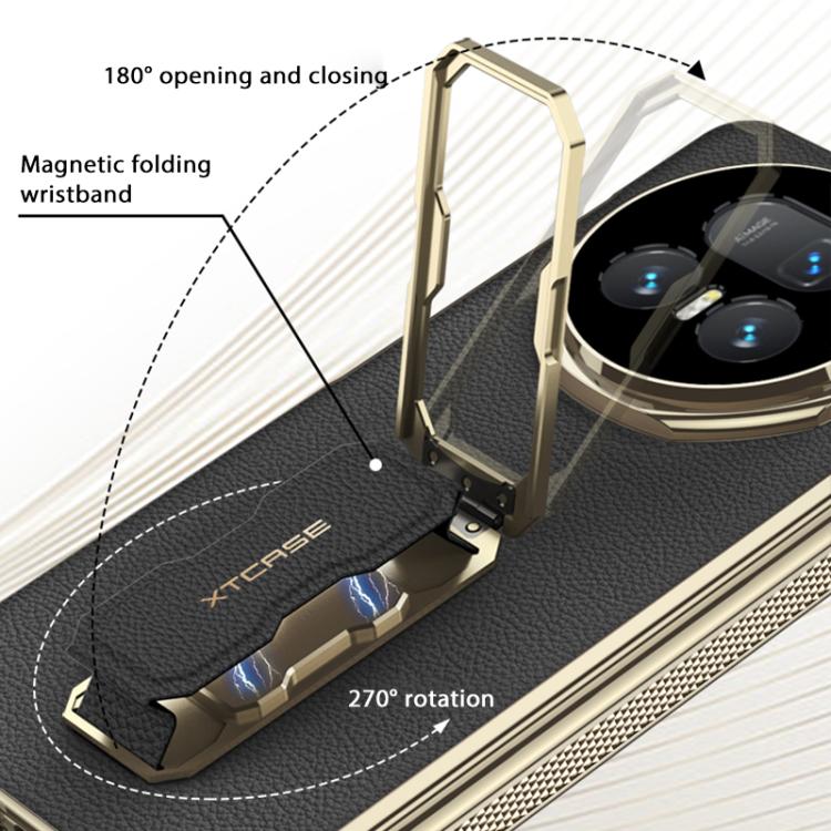 GKK Magnetic Folding Hinge Leather Phone Case with Wristband & Rotating Holder, For Honor Magic V5