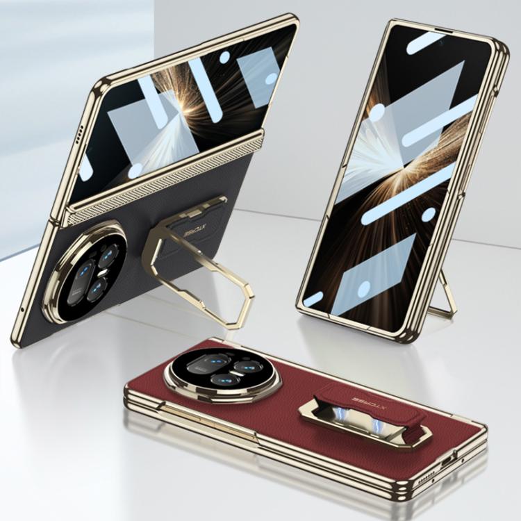 GKK Magnetic Folding Hinge Leather Phone Case with Wristband & Rotating Holder, For Honor Magic V5