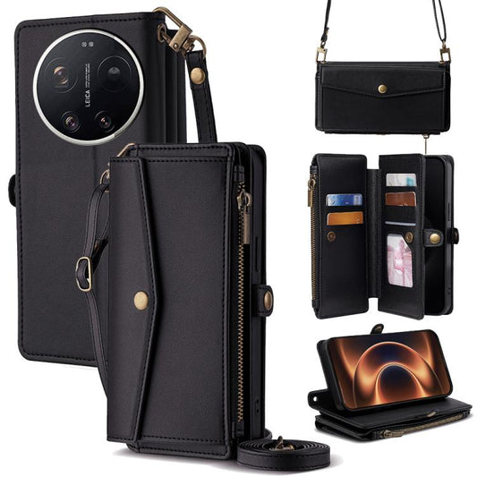Zipper Wallet Side Buckle Crossbody Lanyard Leather Phone Case, For Xiaomi 17 Ultra, For Xiaomi 17 Pro Max, For Xiaomi 17 Pro, For Xiaomi 17