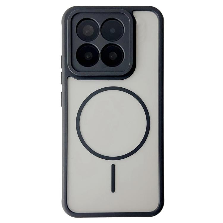 Magnetic phone case with circular ring design, dark black translucent back