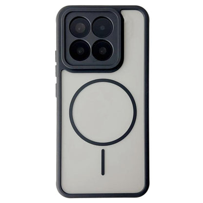 Magnetic phone case with circular ring design, dark black translucent back