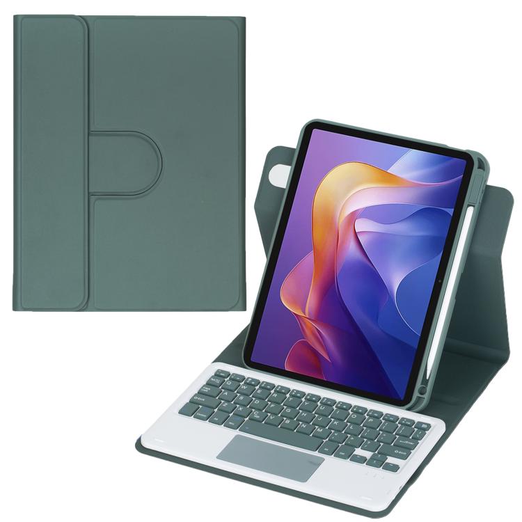 360-degree Rotation Bluetooth Keyboard Leather Tablet Case with Touchpad, For Xiaomi Redmi Pad 2