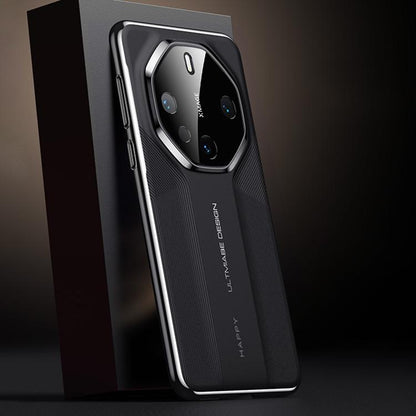 Slim phone case with camera cutouts, black textured finish, raised camera frame