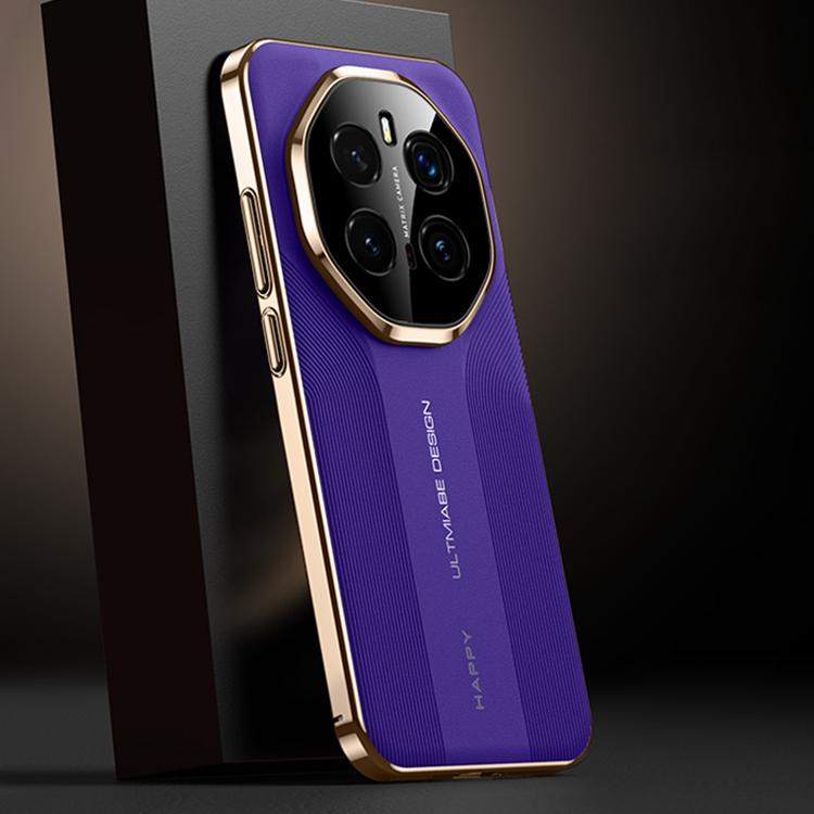 Purple hybrid phone case with metallic bumper, raised camera ring and camera cutout support