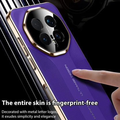 Purple hybrid phone case with textured back and raised quad-camera ring